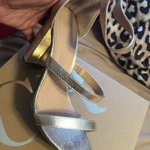 Gold strappy heels